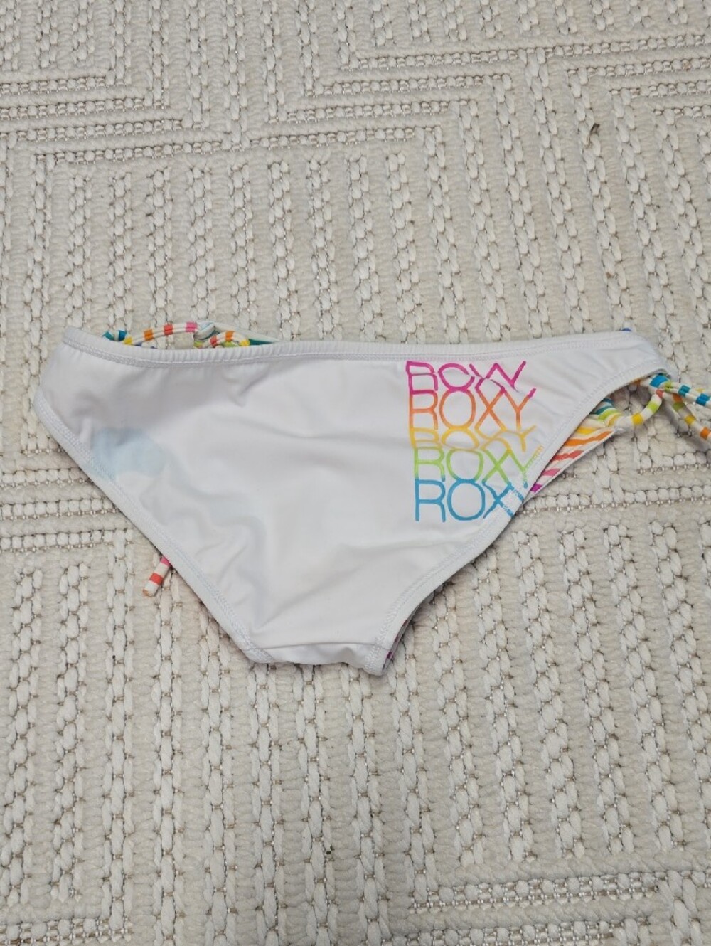Roxy White Rainbow Stripe Tie-Side Bikini Bottom - Picture 5 of 7